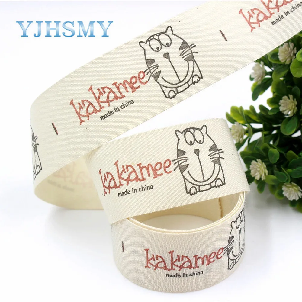 YJHSMY G-18208-72,30 mm 5 Yards Cartoon cotton cloth Ribbons Thermal transfer Printed Wedding Accessories DIY handmade Material