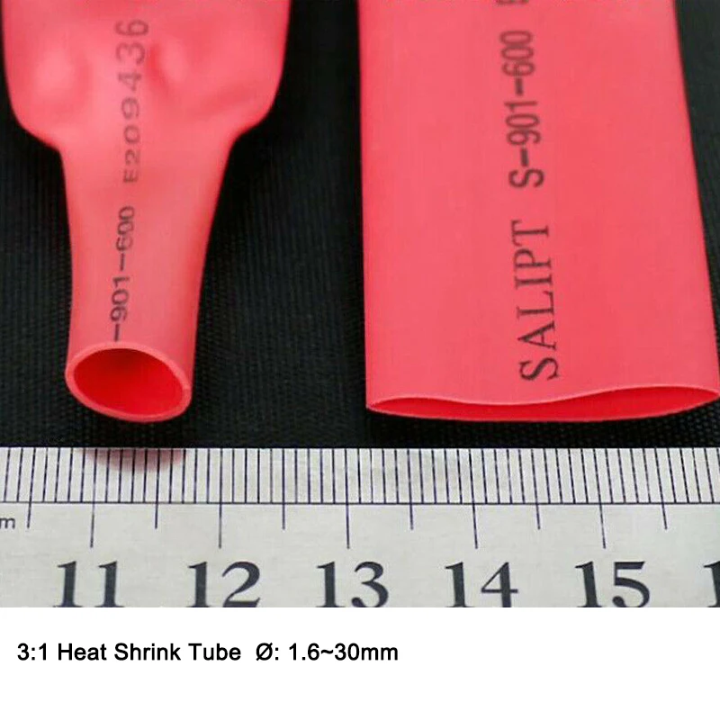 1-20Meters 3:1 1.6mm-30mm Dual Wall Heat Shrink Tube Red Ratio Adhesive Lined with Glue Tubing Wrap Wire Cable