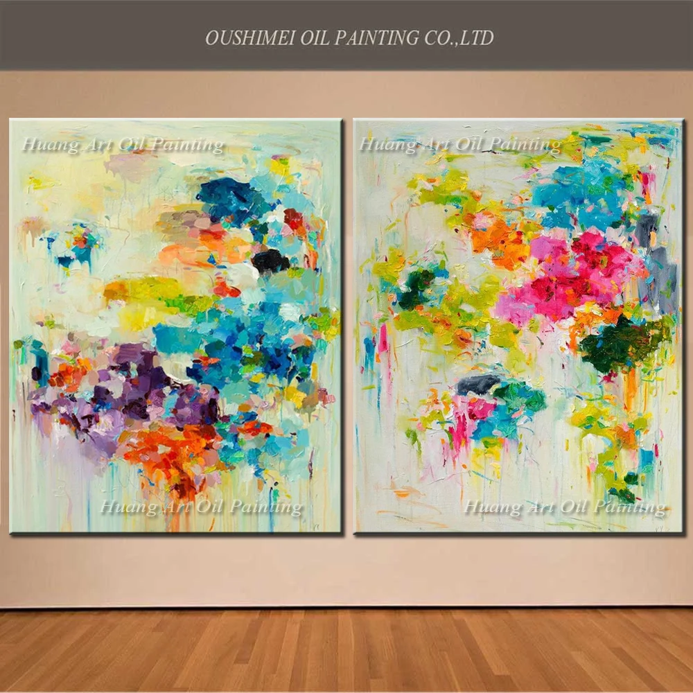

Creative Wall Decor Hand Painted Modern Knife Flower Abstract Oil Painting Colorful Landscape For Room Decor Painting On Canvas