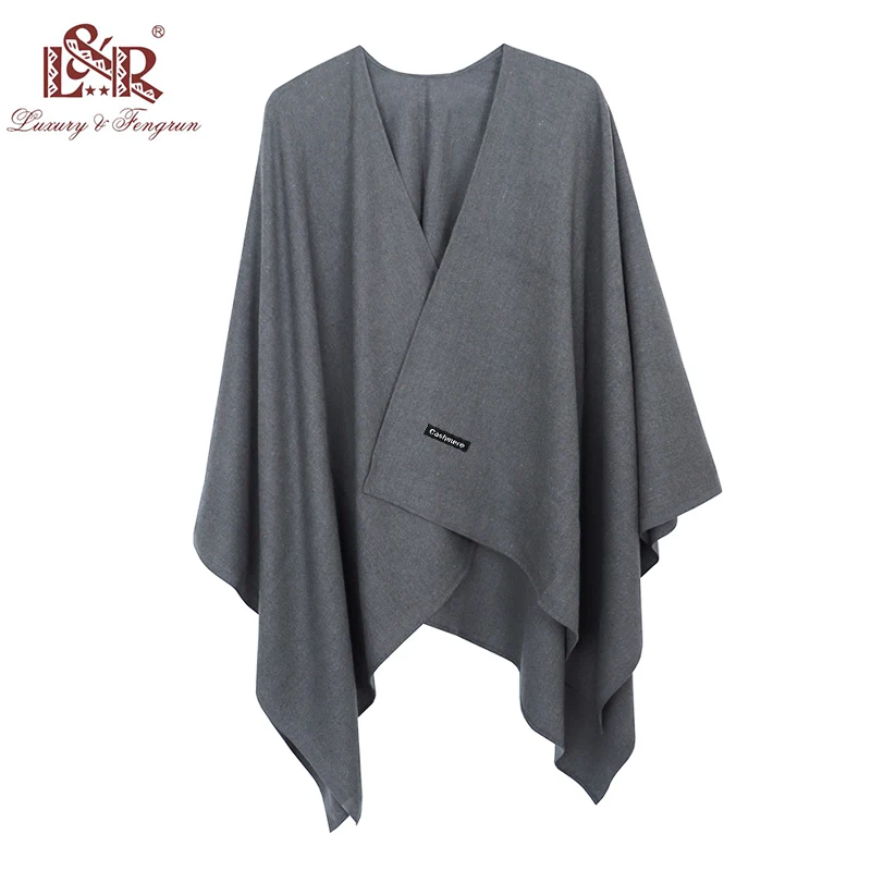 Poncho de Cachemira a la moda para Mujer, Bufanda lisa de invierno, chal, Pashmina, Sjaal, novedad de 2021