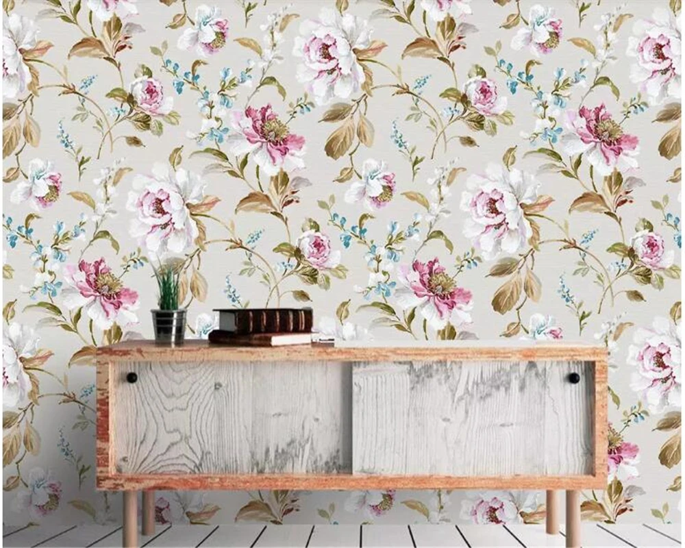 

beibehang papel de parede European retro hand-painted peony flower wallpaper mural background wall wallpaper hudas beauty papier