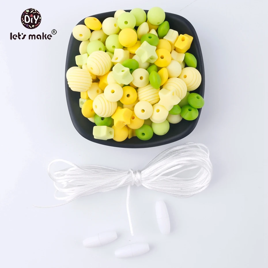

Let's Make 50pcs Screw Thread Carved Shaped Silicone Teether Beads Set Cute Star Can Chew DIY Beads Nursing Baby Teether