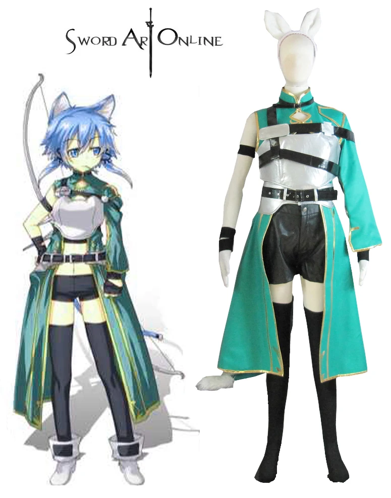 Asada Shino Cosplay Sword Art Online GGO Shino Asada ALO Cait Sith Archer Cosplay Costume Custom Made Any Size