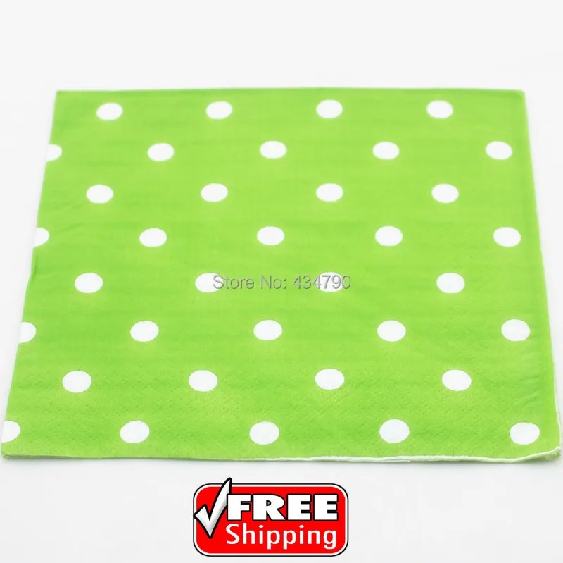 

60pcs Green Paper Napkins White Polka Dot,Wedding Birthday Tissue Serviettes Party Supplies Decor,Tableware-Choose Your Colors