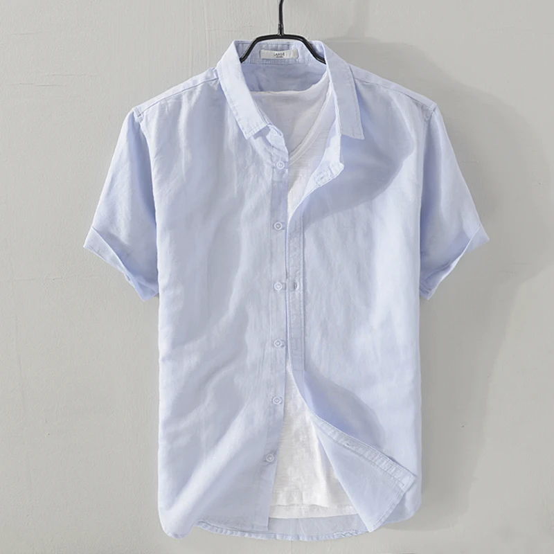 New style Italy brand short sleeve shirt men casual sky blue shirts male tops M-4XL casual breathable shirt mens camisa camiseta