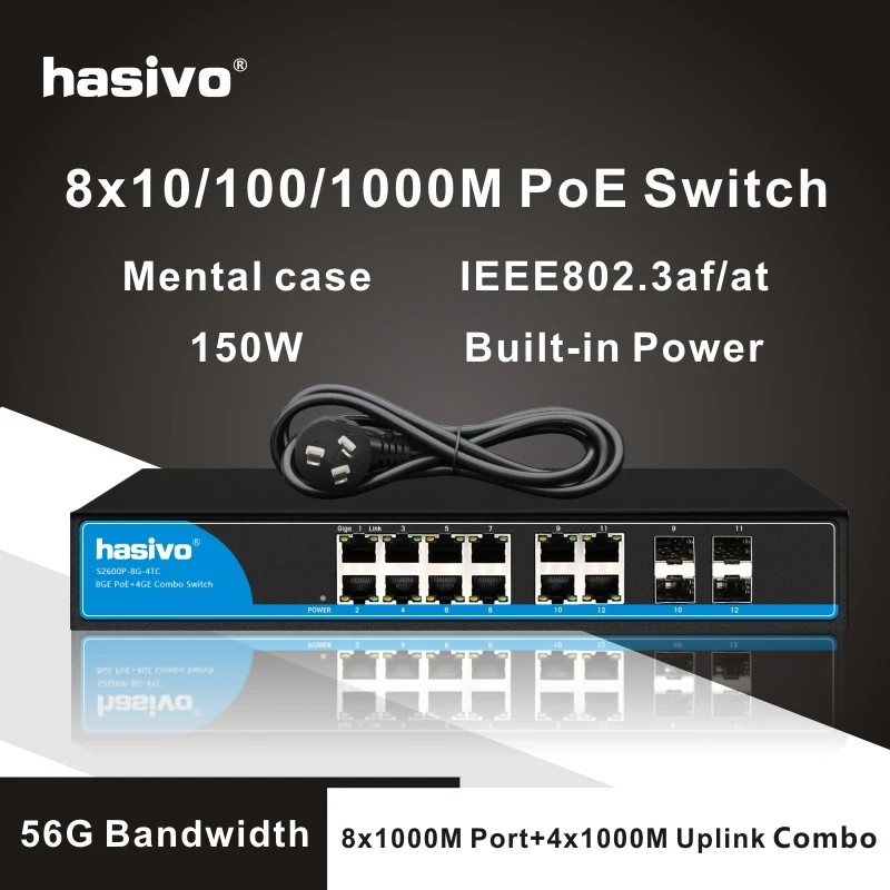 

8 Port gigabit PoE switch etherner switch 4 gigabit port uplink combo 4TC gigabit Switch