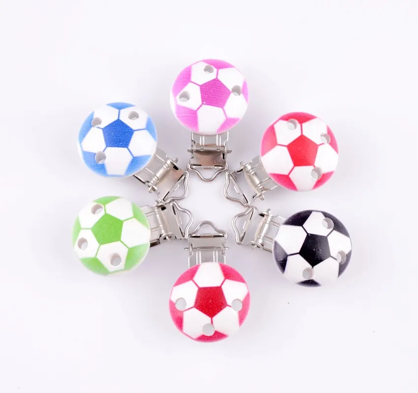 送料無料·金属サッカーサスペンダーズボンおしゃぶりクリップ付きプラスチック木材クラフト縫製ツール45 × 30ミリメートルj2013