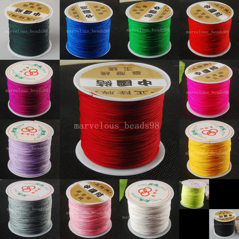 0.4MM Nylon mix color Blue White Red Green Pink Rose Black Purple Blue  Gold Beading Cord 60M 1Pcs WFH191