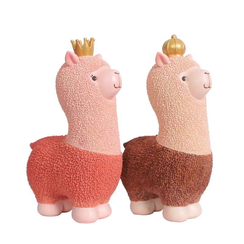 Animal alpaca Piggy Bank Safes Coins Cartoon Money Box Resin Cash Box craft ornaments Home decorations Kids Toys children Gifts