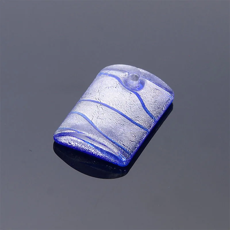 Fashion Flat Rectangle Lampwork Art Murano Glass Charm Pendant  Foil For Diy Girls Women Necklace Earring Making