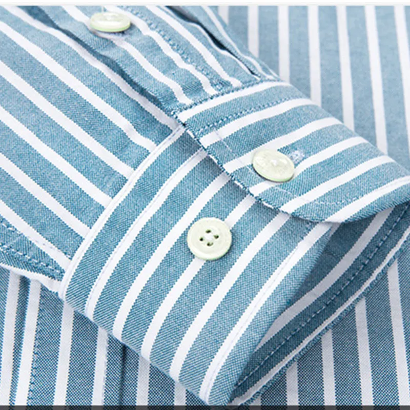 100% Cotton Oxford Mens Shirts High Quality Striped Business Casual Soft Dress Social Shirts Regular Fit Male Shirt Big Size 8XL