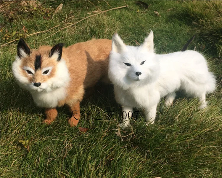 simulation fox large 36x20cm furry fur fox model home decoration gift h1425