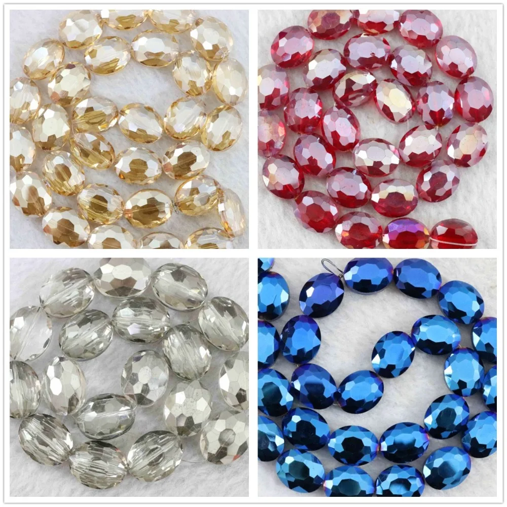 

Newly multicolor faceted oval crystal charms glass 20X16mm newly gems loose beads rainbow diy jewelry making 15 inch B1011