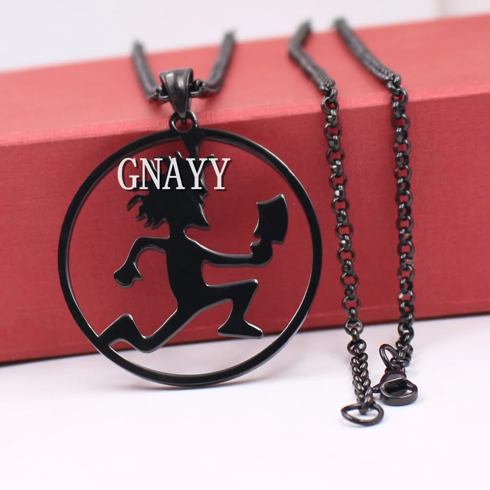 Black Stainless Steel Fashion ICP Round Hatchet Man Pendant Men Women Necklace Chain