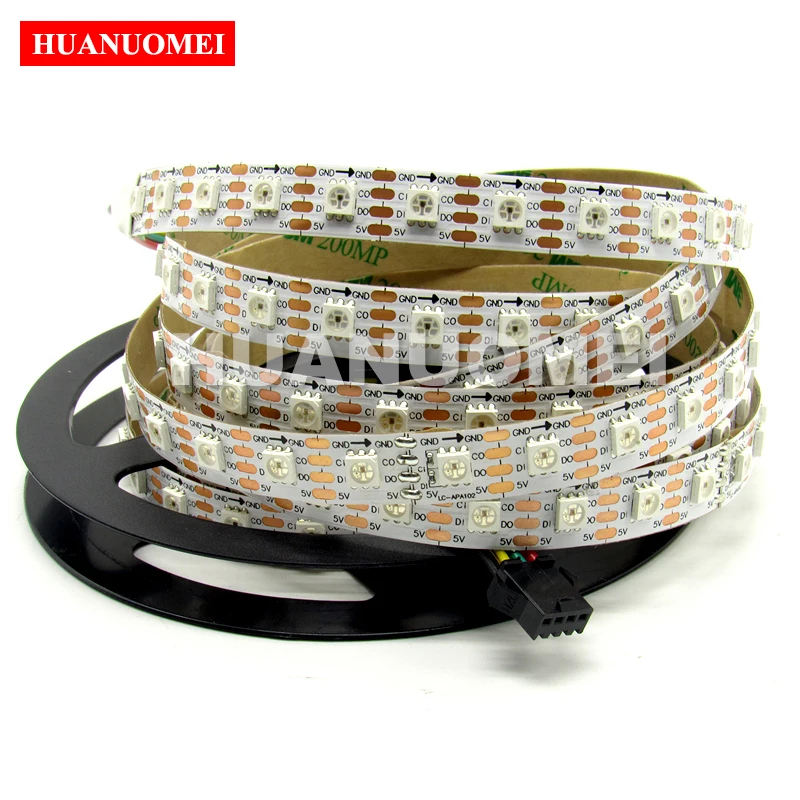 5V 72LEDs/m APA107 RGB LED Strip Light SMD 5050 Digital Pixel Flexible TV Tape,5M/Roll,White/Black PCB,IP20/IP65/IP67