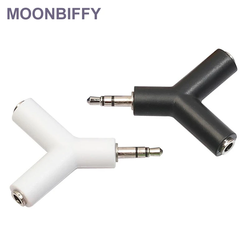 MOONBIFFY 3.5 millimetri Doppio Jack per Adattatore per Cuffie per Samsumg per il iPhone MP3 Player Auricolare Splitter Adapter bianco/nero