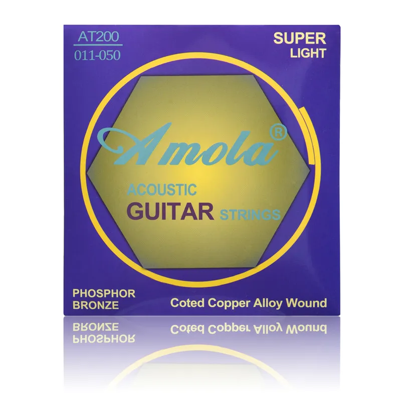 Amola AT200 011-050 Acoustic Guitar Strings PHOSPHOR BRONZE Coted Copper Alloy Wound Musical Instruments Accessories Parts