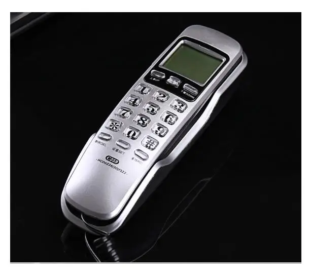 Mini Wall Fixed Telephone Call ID Redial DEL Hotel Bathroom Home Business Office Telephone Landline Mini Phones Small Home Black