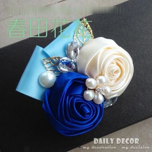 Custom! Party / wedding bridegroom corsage /  groom boutonniere / groomsmen boutonnieres handmade ribbon rose wedding flowers