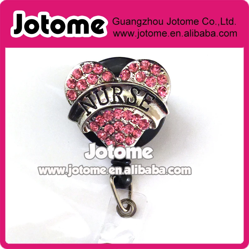 

Retractable Badge Reel ID Badge Holder - Nurse Pink Heart/ name badge holder / Nurse Heart badge clip