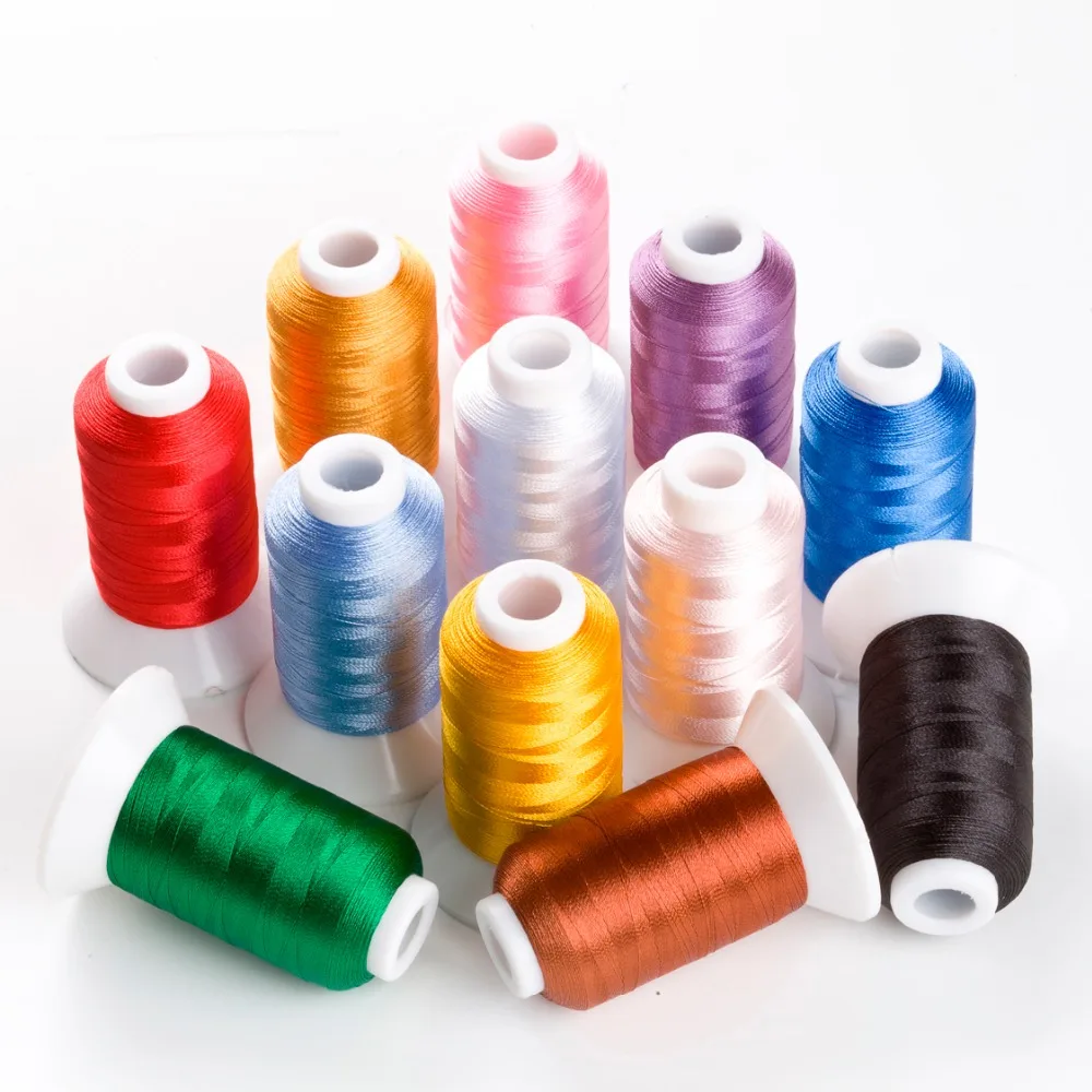 12 Spools Polyester Embroidery Machine Sewing Thread Bright Colors for Brother Babylock Janome Singer Pfaff Husqvarna Bernina