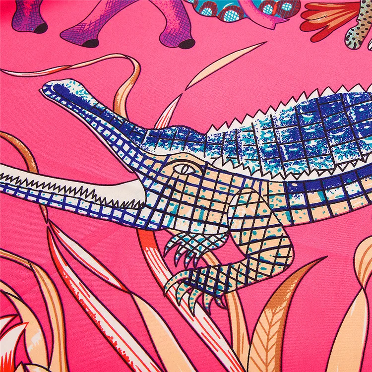POBING Twill Silk Square Scarf Animals Print Women Scarves Wrap Giraffe Neckerchief Spanish Foulards cachecol Large Bandana