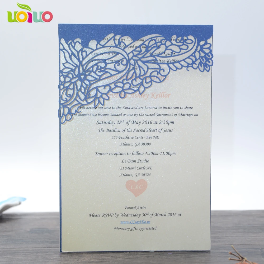 50pc High Quality laser cut invitation card menu card