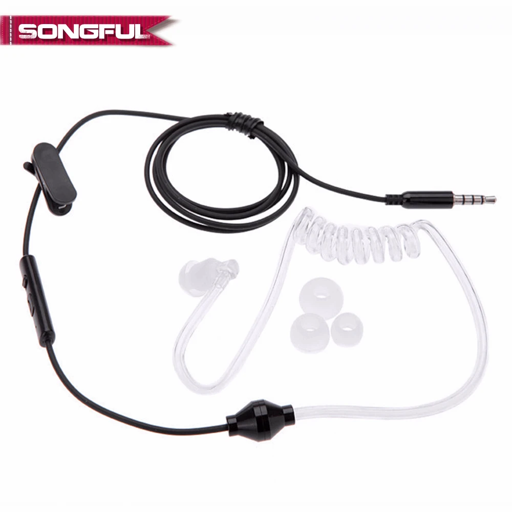 Hot Sale Mobile Phone Anti-Radiation Headset FBI Headphones Air Tube Handsfree Earphone with Microphone Volume Control Ear Hook