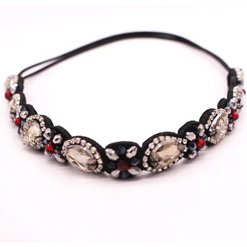 Imagen 2 del producto Metting Joura-Diadema trenzada con cuentas de Metal Vintage, banda elástica para el cabello con diamantes de imitación para mujeres y niñas, accesorios para el cabello