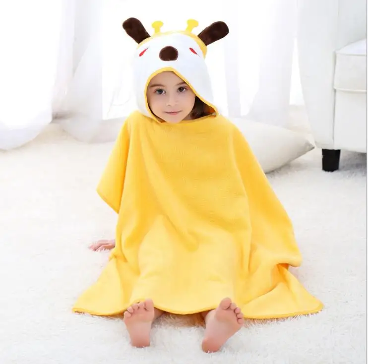 Boy Girl Multi-functional Clothing Pure Cotton Cartoon Bathrobe Beach Cloak Hooded Jumpsuit Animal Shape Four Optional