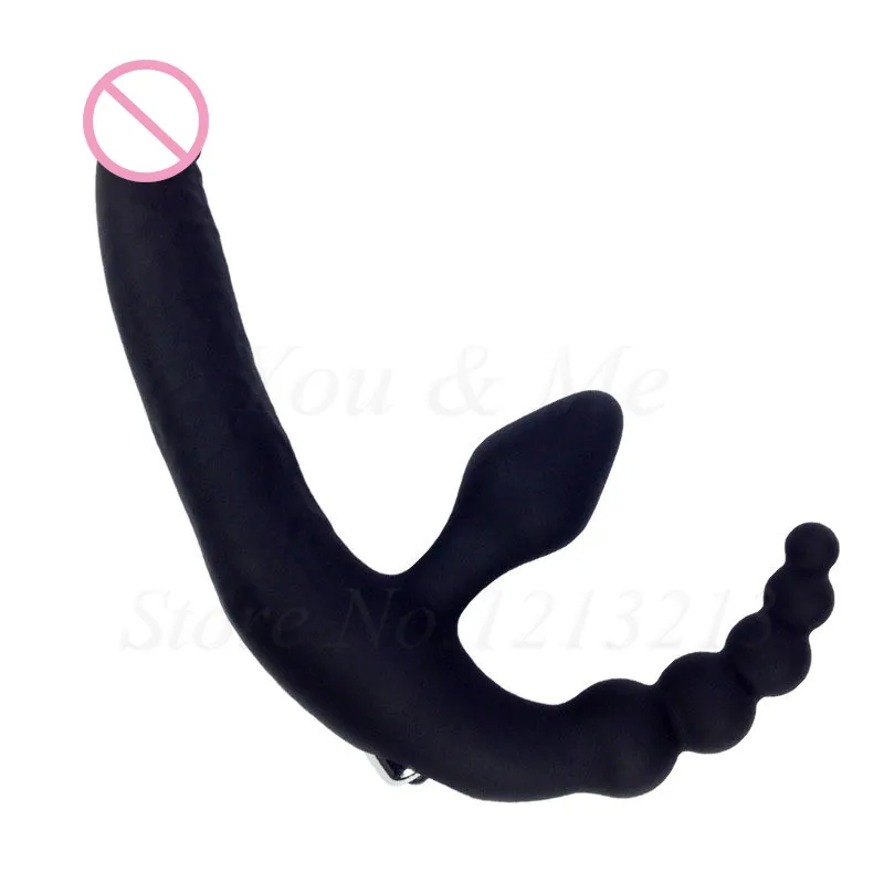 Strapon Dildo Vibrator for Women G Spot Stimulation Double Triple Penetration Vibrating Anal Beads Butt Plug for Lesbian Couples