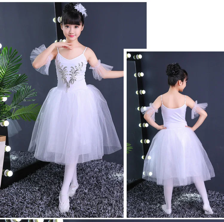 Romantic Tutu Dress Kids Classic Ballet Tutu Child Swan Lake Costumes White Ballerine Dress Long Tulle Ballet Dress For Girls