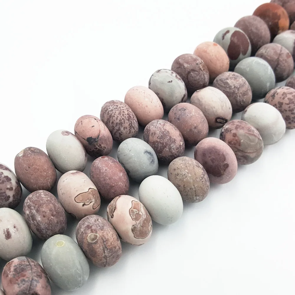 Natural Stone Pink Gray Jaspers Flat Round Shape beads Approx 12x18mm DIY Jewelry Making Approx 39cm