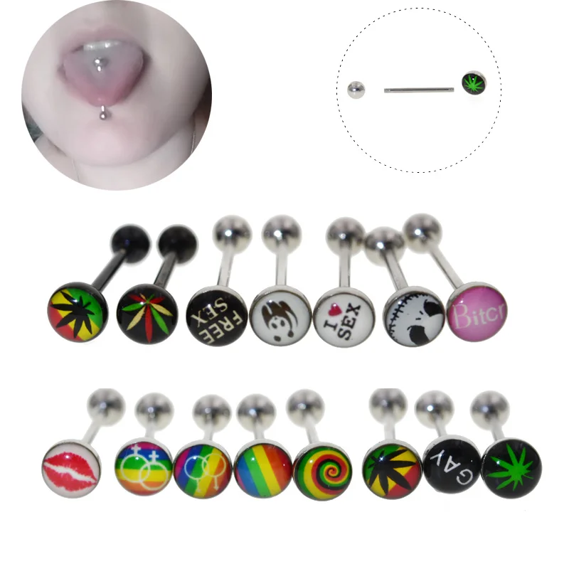 1Pc Unique Tree Design Tongue Pierced Nipple Ring Barbell Body Piercing Jewelry Percing Tongue Ring Studs Barbell Bars Ring