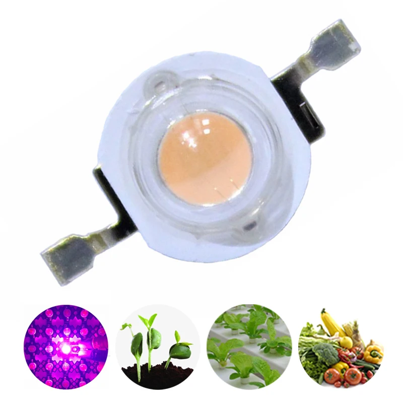 50pcs LED 3W 400nm-840nm Full Spectrum Pink Grow Light LED Chip 45mil 700mA Plant COB Lights Broad Spectrum Diode