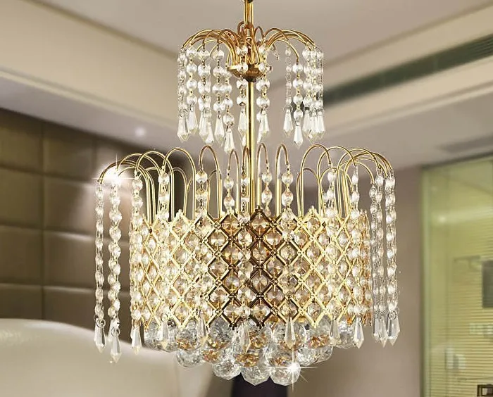 Promotion simple Gold crystal modern luxury living room bedroom restaurant aisle entrance crystal Pendant Lights villa small