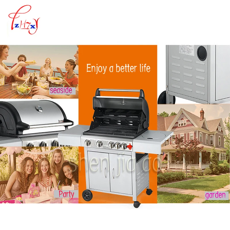 في الهواء الطلق/المنزلية موقد غاز الفولاذ المقاوم للصدأ متعددة الوظائف أربعة شبكة شواء الصادرات ، 4 مواقد 1 قطعة