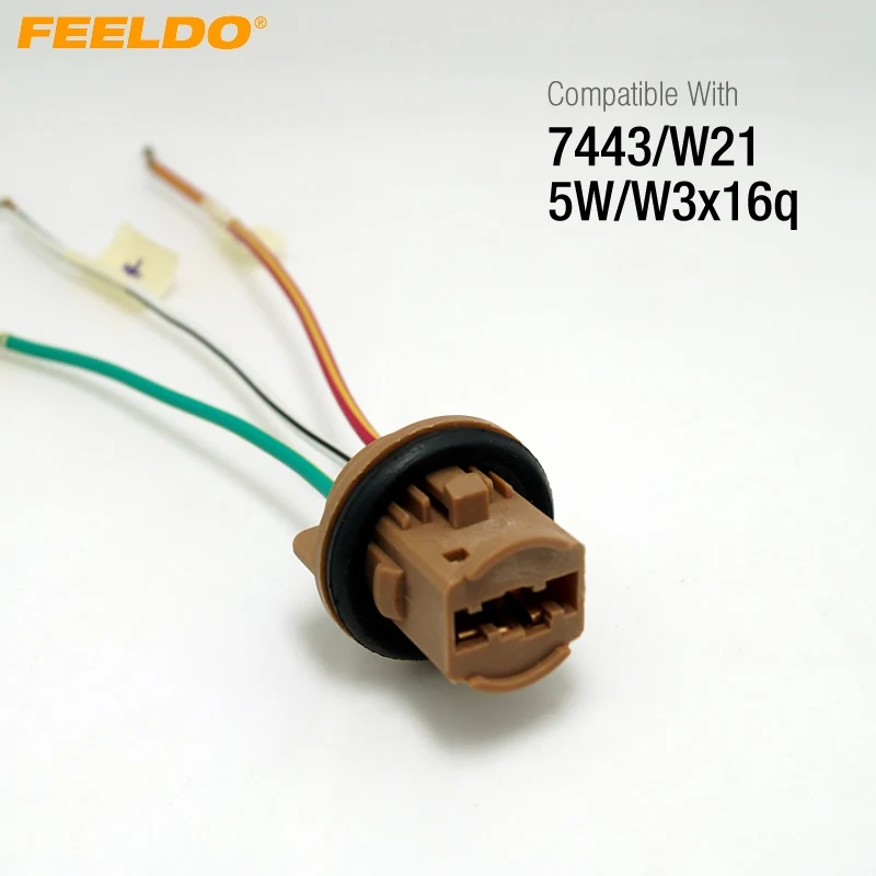 

FEELDO 2 шт. автомобильные 7443/T20/W21/5W/W3x16q светодиодные лампы тормозные сигнальные огни розетка фоторазъем # CA3817