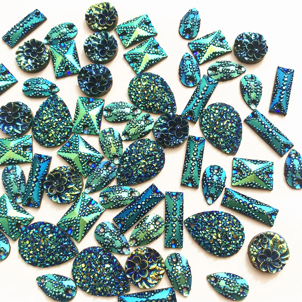 DELLA MISCELA di Figura 150 pcs Dello Specchio Del Progettista di Blu Cucire Su Misura Fai Da Te Allentato Perline Strass di Cristallo Per Abito Da