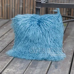 Free Shipping CX-D-04 Sofa Fur Pillow Cover Home Decoration Mongolian Lamb Fur Cushion