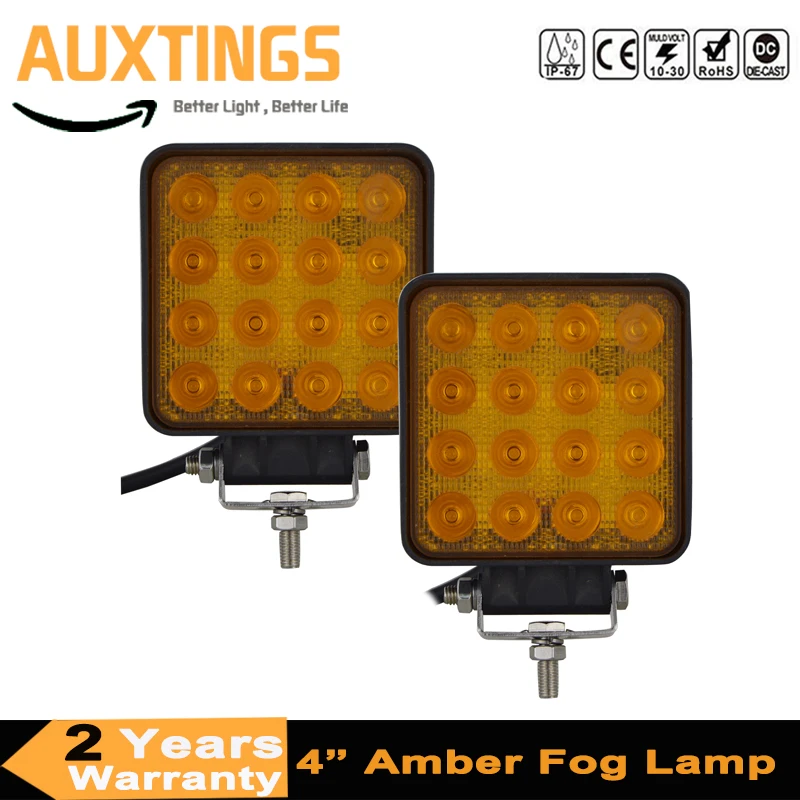 

2pc 4Inch 48W LED Work Light 5D Spot Driving Amber Lamp Led Light Bar Offroad Boat Tractor Truck Off-road SUV UTE 4WD 12V 24V