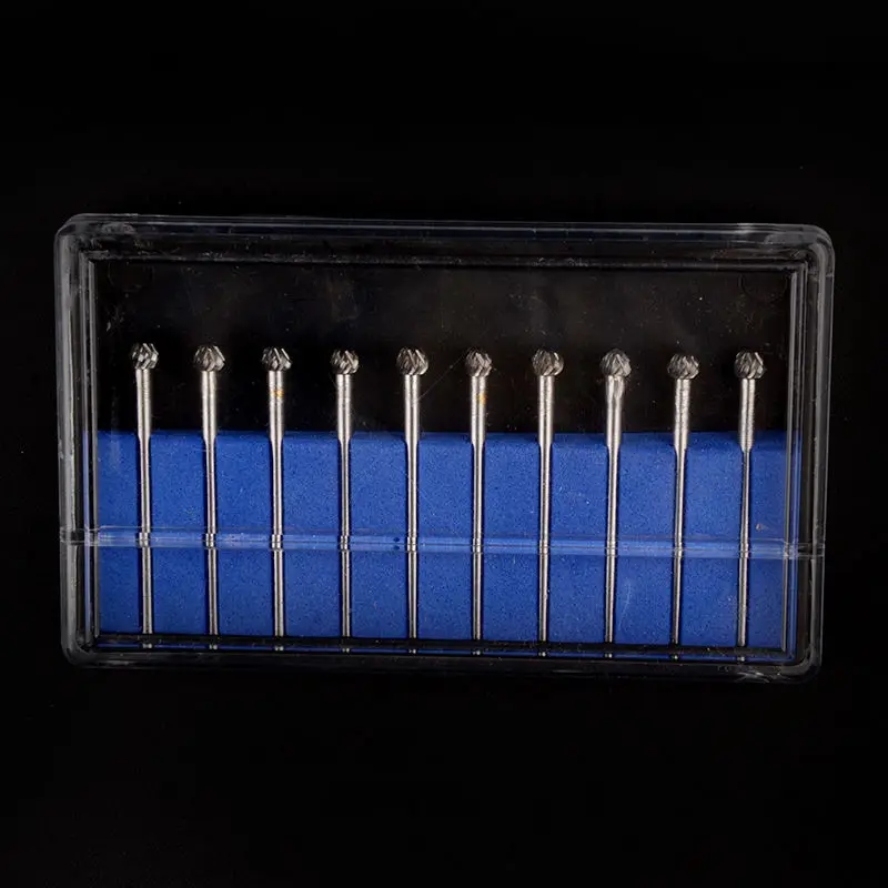 

10 PCS Dental Lab Polishing Drills Assorted Tungsten Steel Carbide Burs D04 2.35MM