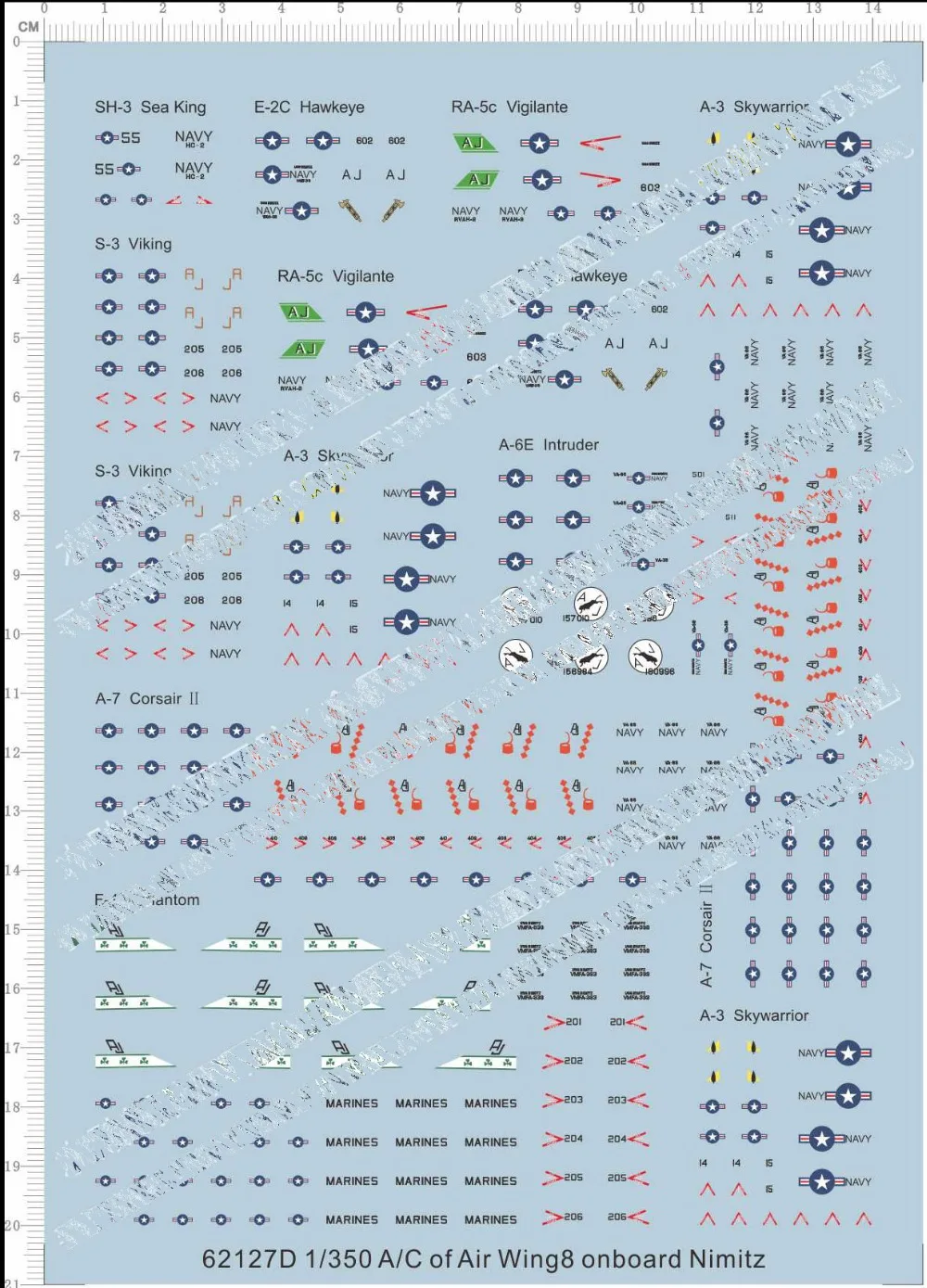 1/350 A/C of Air Wing8 onboard Nimitz Fighter Model Kit Metal Decal