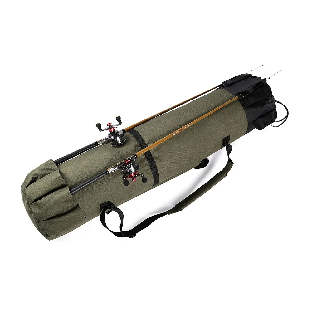 

FREE SHIPPING!!! Durable Canvas Fishing Rod & Reel Organizer Bag Travel Carry Case Bag- Holds 5 Poles & Tackle