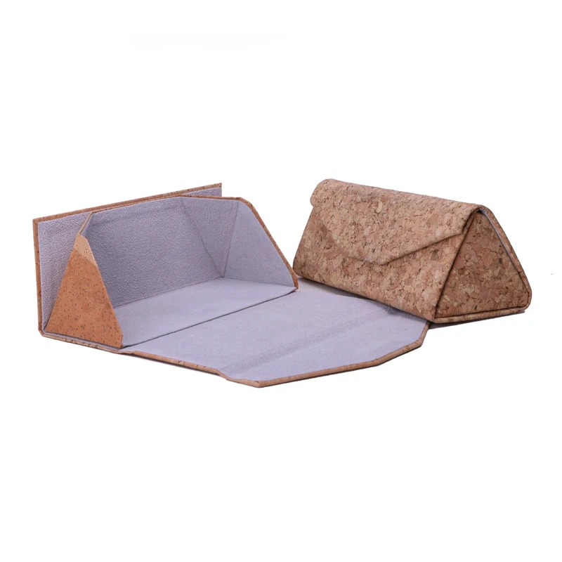 BerWer Cork Glasses Case 2025 New Style Triangle Foldable Cork Sunglasses Case Cork Box