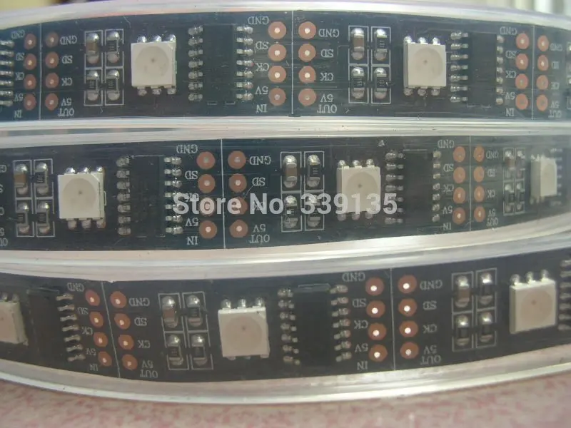 

5M WS2801 pixel flexible led strip light;32leds/m with 32pcs WS2801 IC, DC5V, Black PCB, Waterproof silicon tube IP67