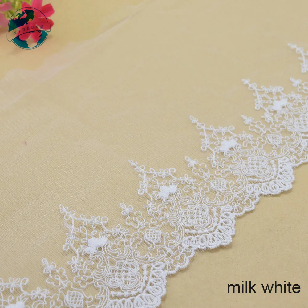 18cm Width White Cotton patches embroidery Lace Ribbon Fabric Guipure Diy Trims Sewing Garment dress Accessories tools#3695