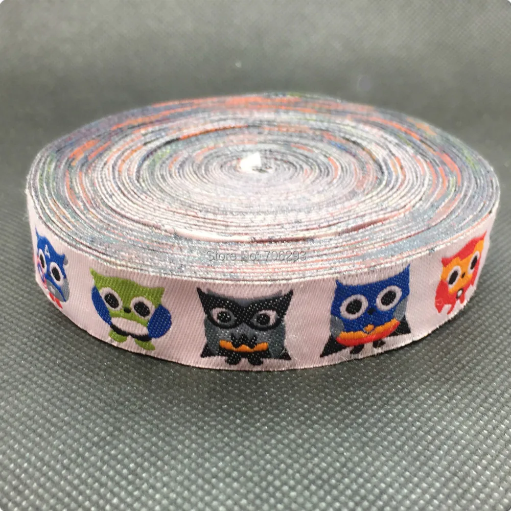 New 2014 lace 5/8' 16mm 10yard/set 100% polyester computer  woven jacquard ribbon cool owl KT2015041808