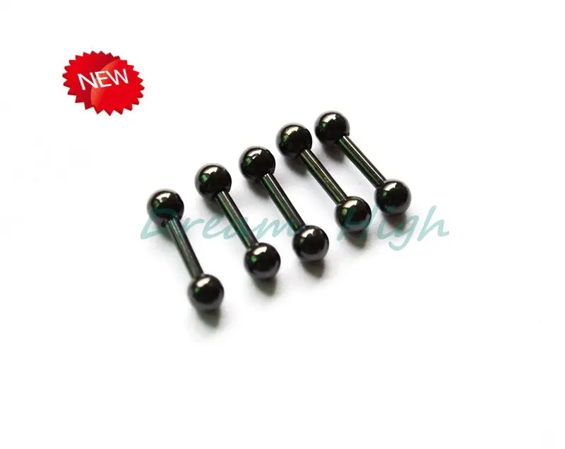 

Earring Stud Black Dumbbell Ear Piercing Vacum Plating 316L surgical steel fashion jewelry Christmas Gift 16G Hot Sale