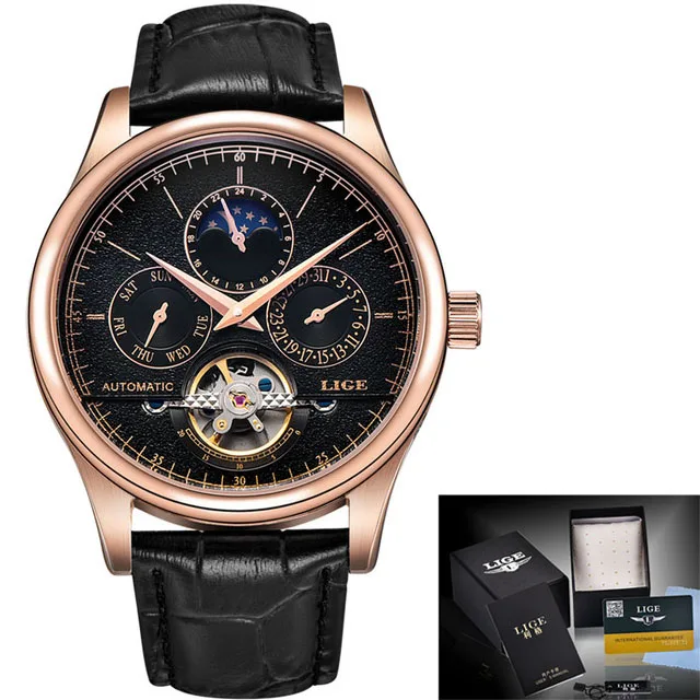 Men's Classic Retro Automatic Mechanical Watch, Leather Band